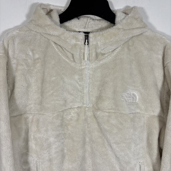 North Face Osito 1/4 Zip Polar Fleece Cropped Hoodie 1X Cream Ivory Warm Winter - Picture 2 of 8